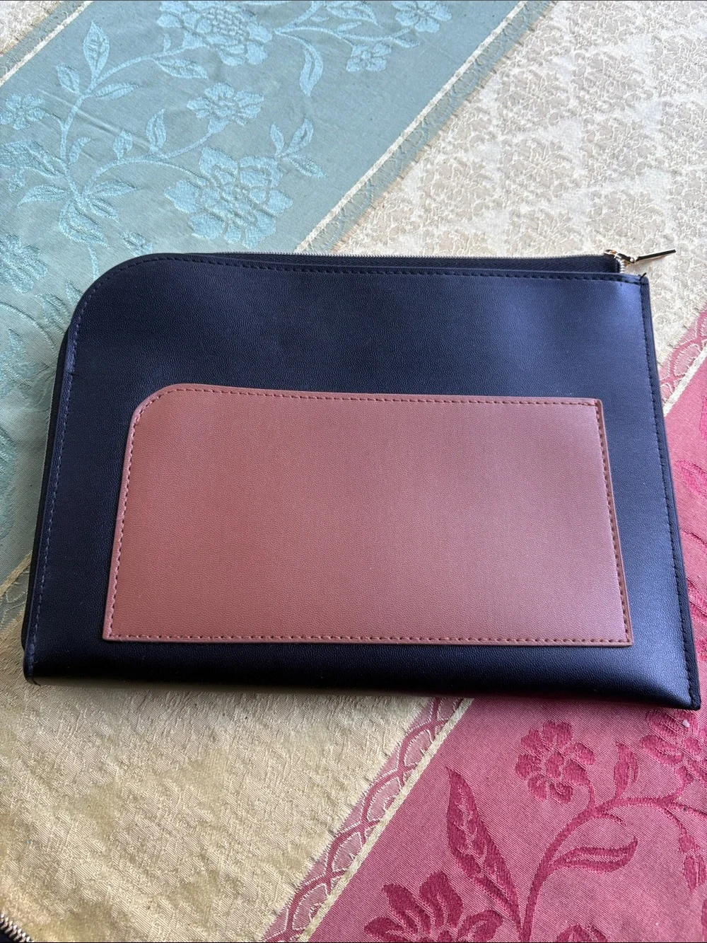 Lanvin Black Vegan Leather Toiletry ~ Cosmetic Pouch with Gold Logo